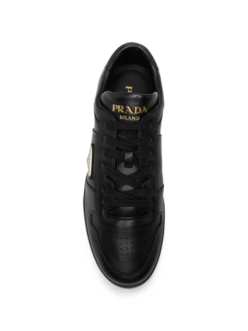 Prada Downtown logo-plaque sneakers Zwart