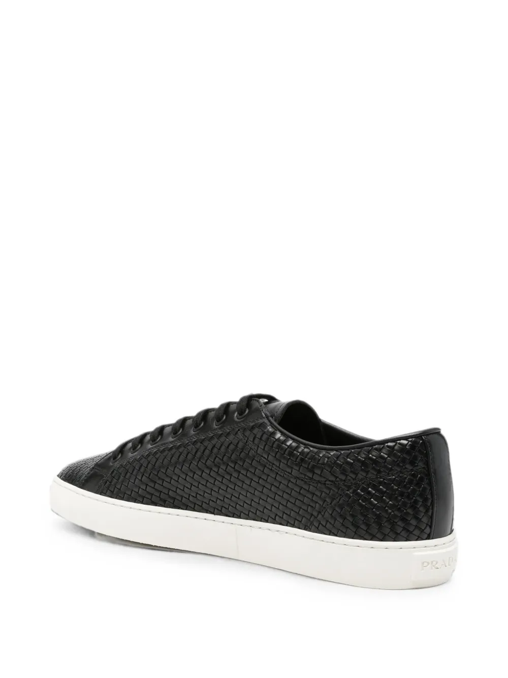 Prada Intreccio woven lace-up sneakers Zwart