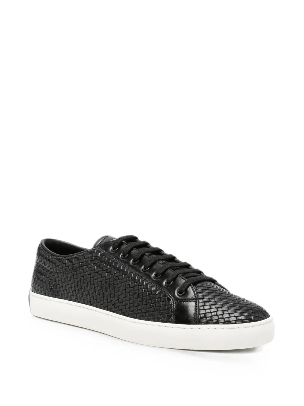 Prada Intreccio woven lace-up sneakers Zwart