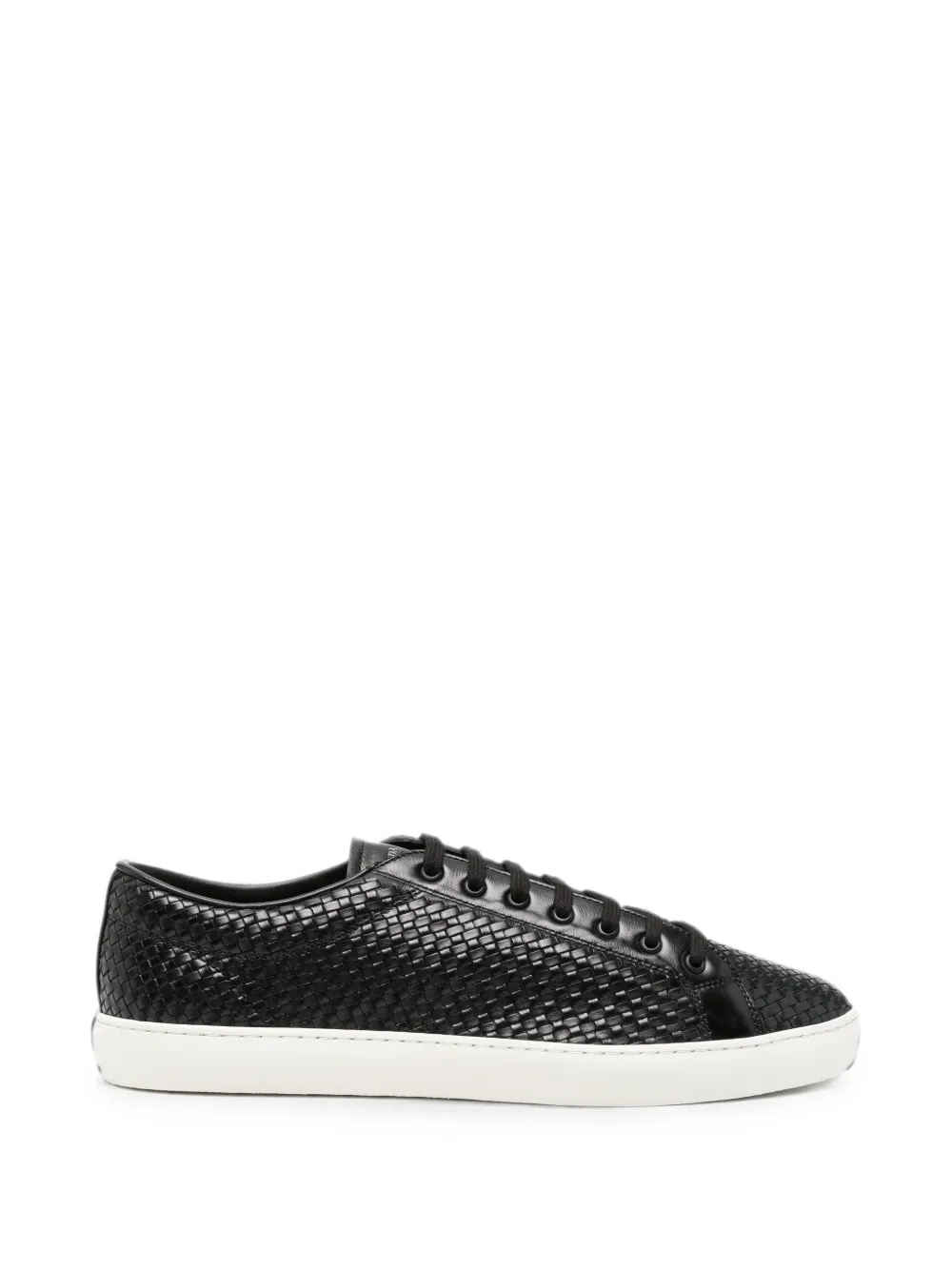 Prada Intreccio woven lace-up sneakers Zwart