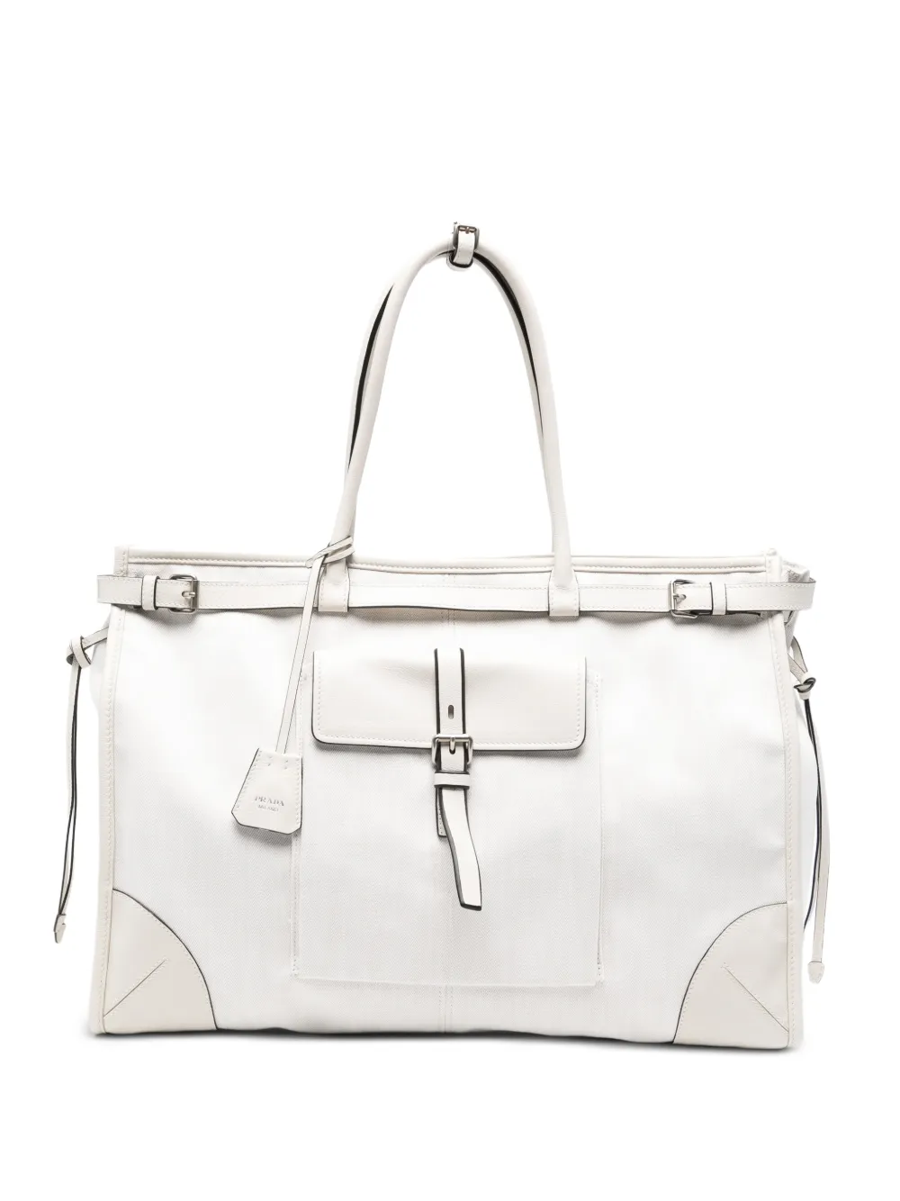 Prada Borsa tote con fibbia - Bianco