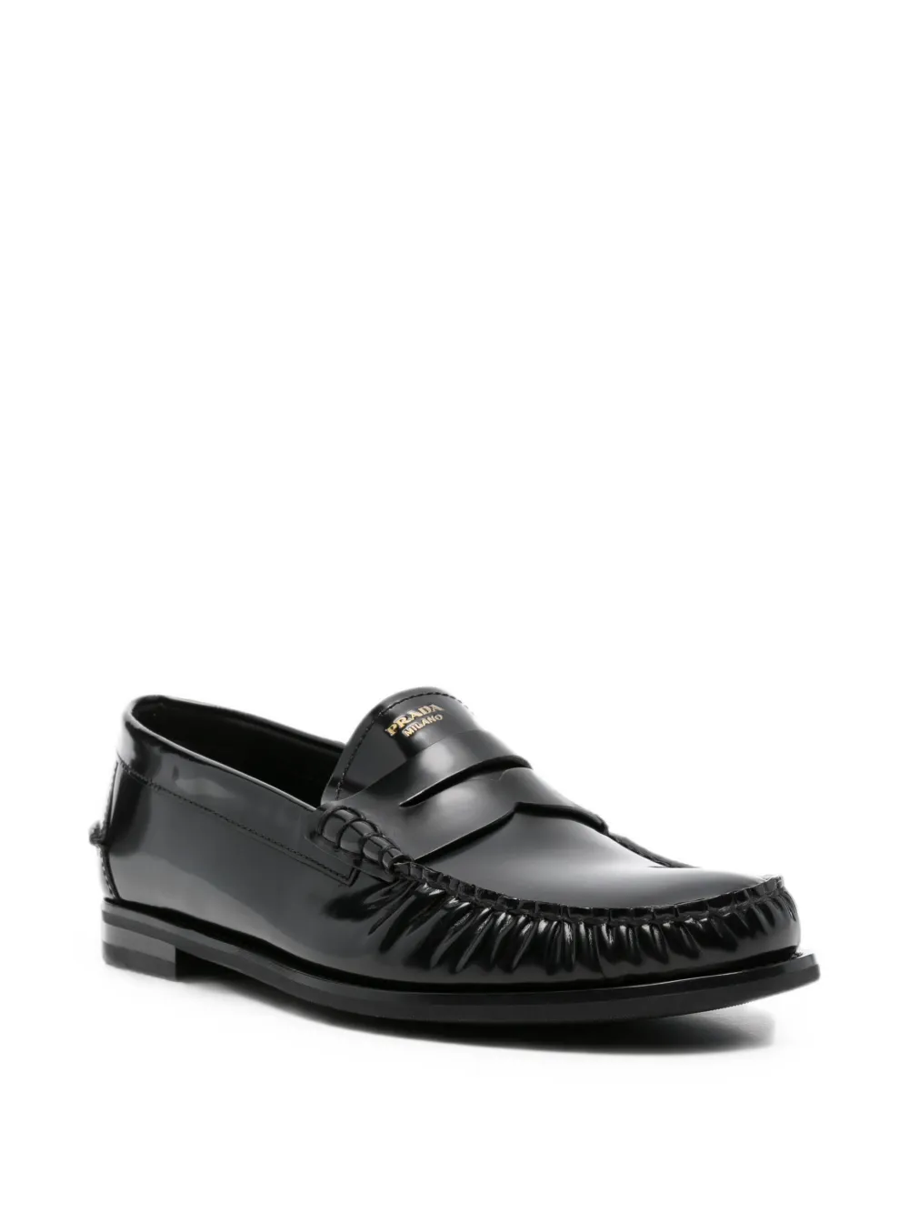 Prada logo-debossed loafers Zwart