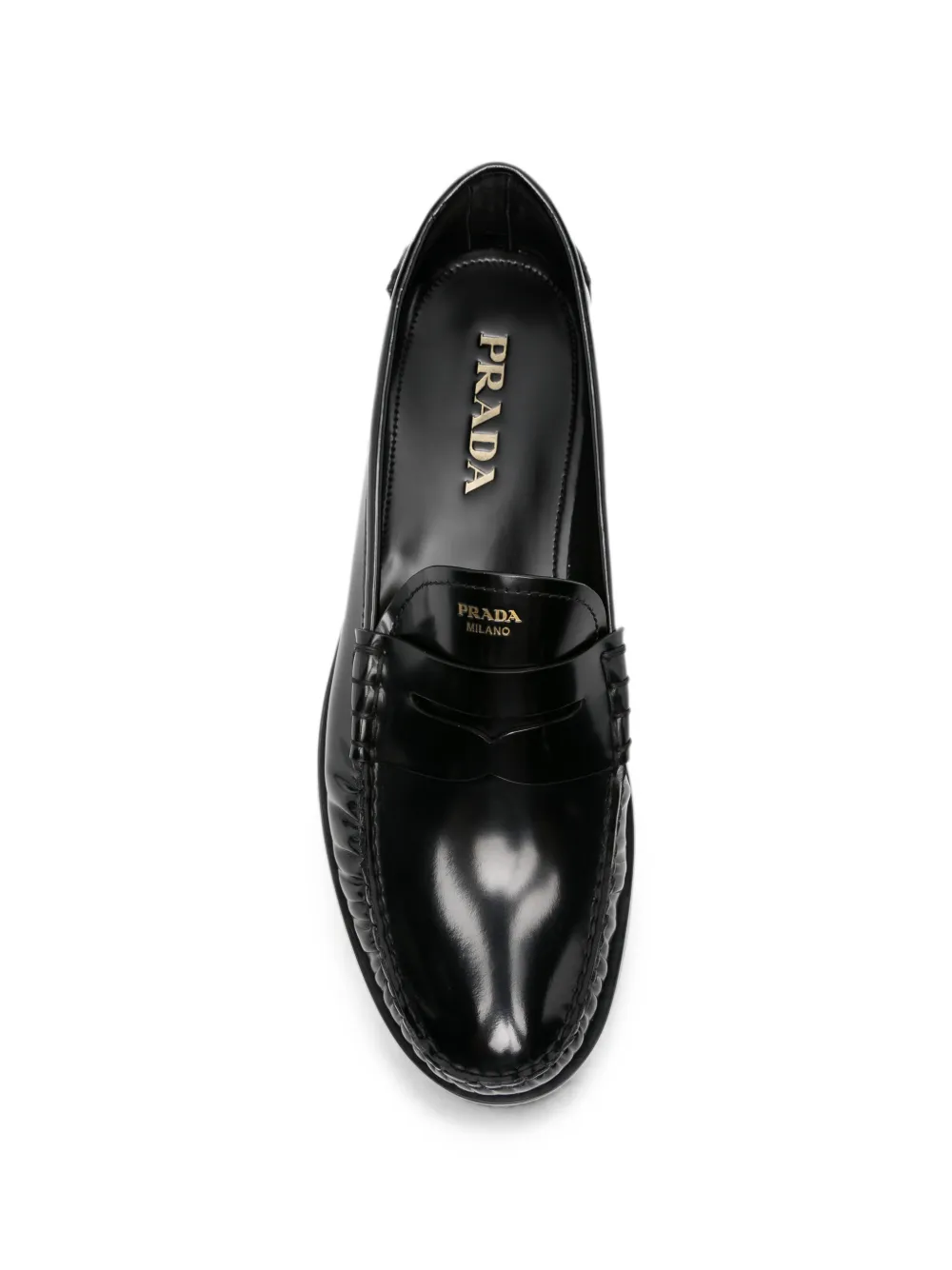 Prada logo-debossed loafers Zwart