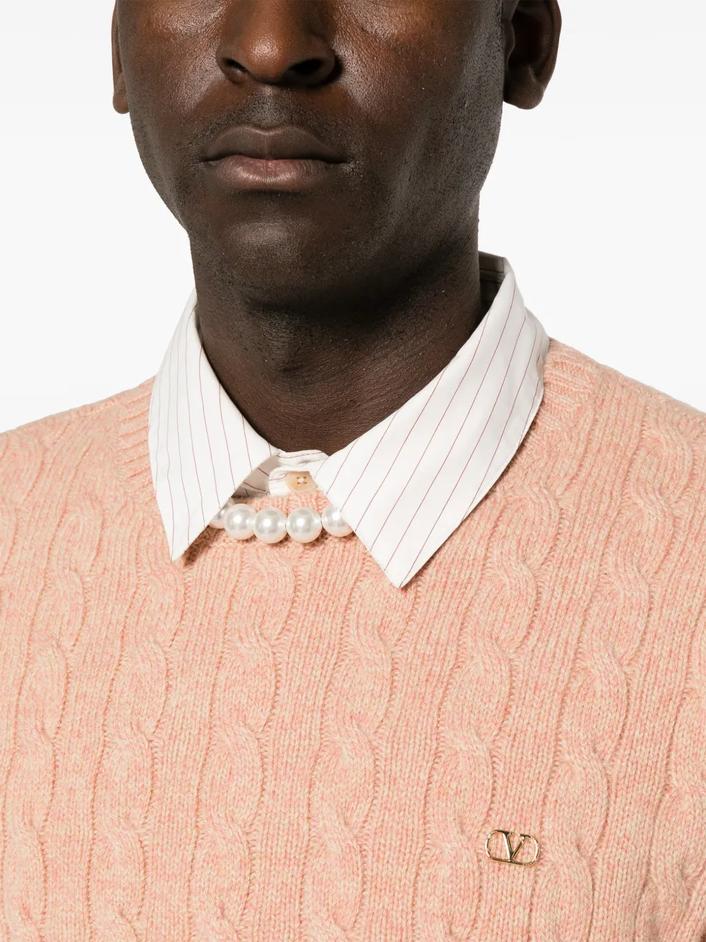 VALENTINO VLTNロゴ ケーブル ニット カーディガン L ブラック