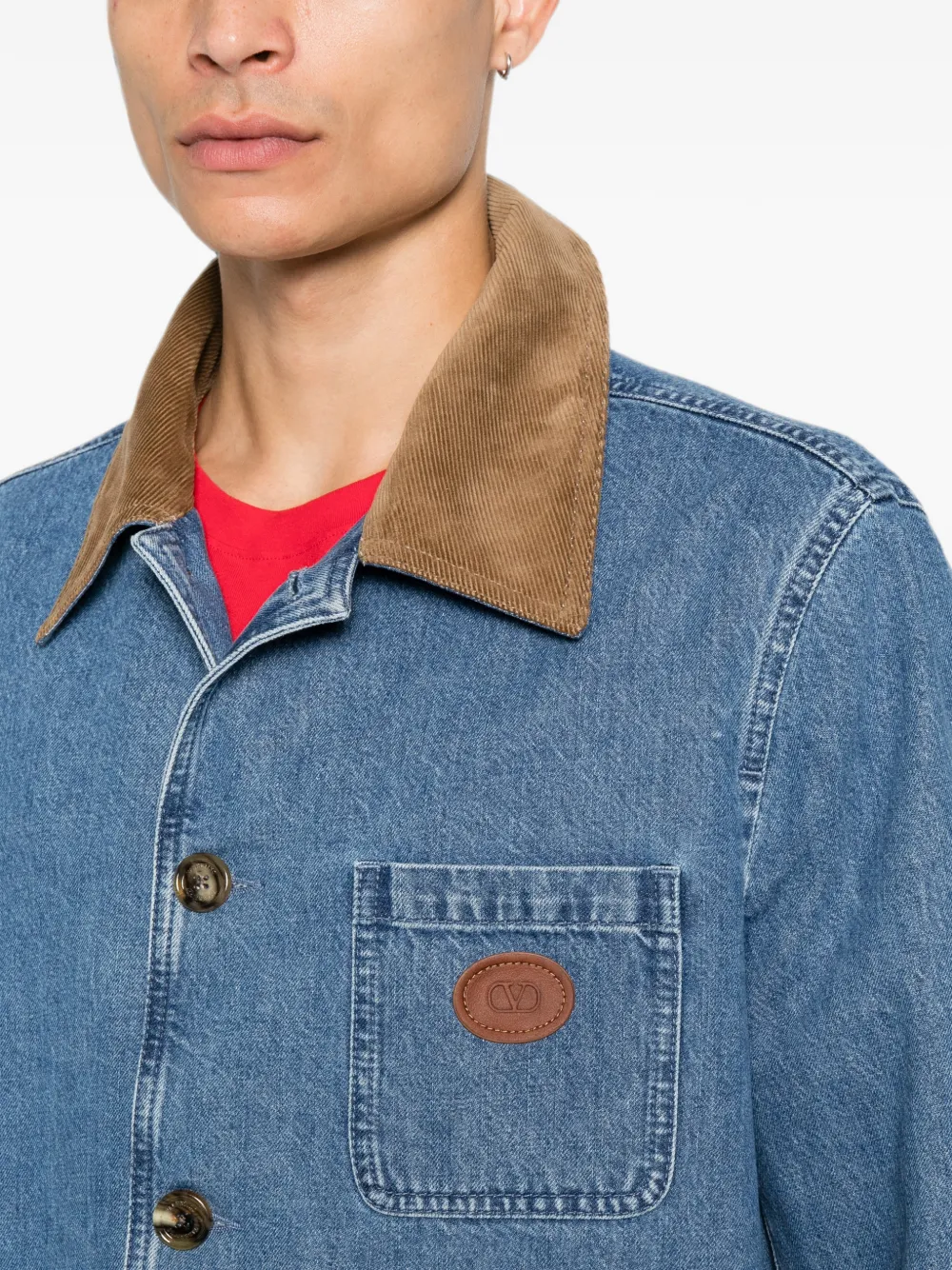 Valentino Garavani Denim jack met logopatch Blauw