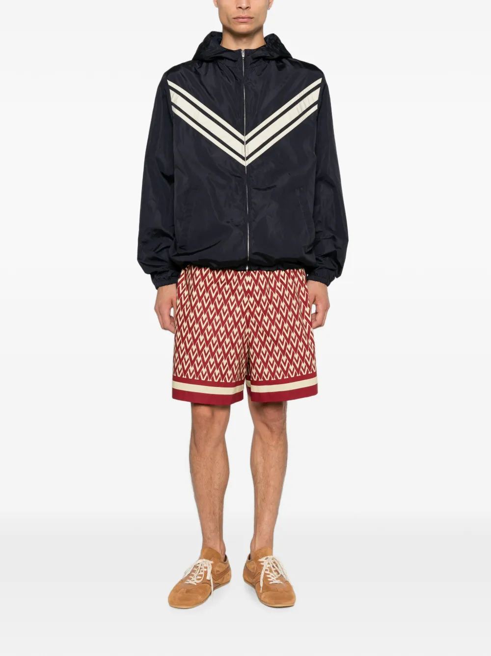 Valentino Garavani Jack met capuchon en chevron-detail Blauw