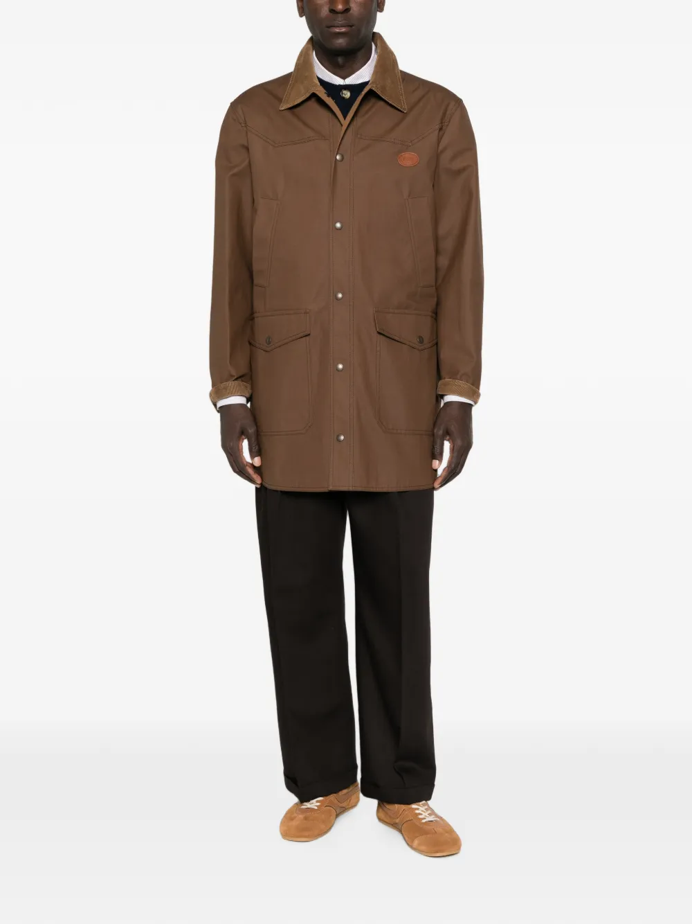 Valentino Garavani Jas met ribfluwelen kraag en logo-patch Bruin