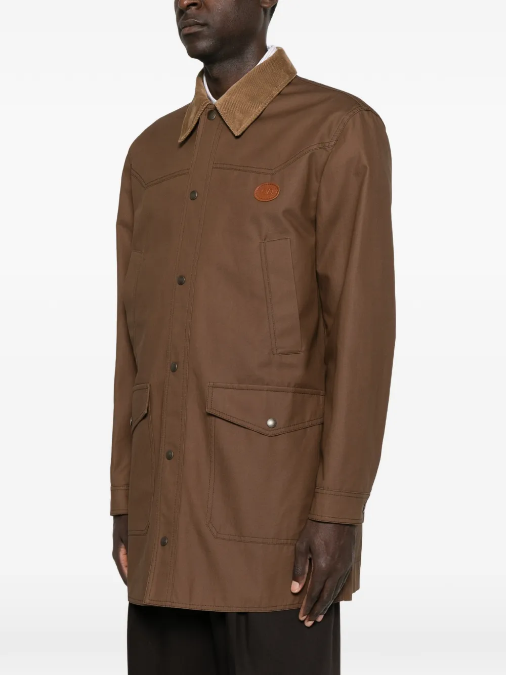 Valentino Garavani Jas met ribfluwelen kraag en logo-patch Bruin