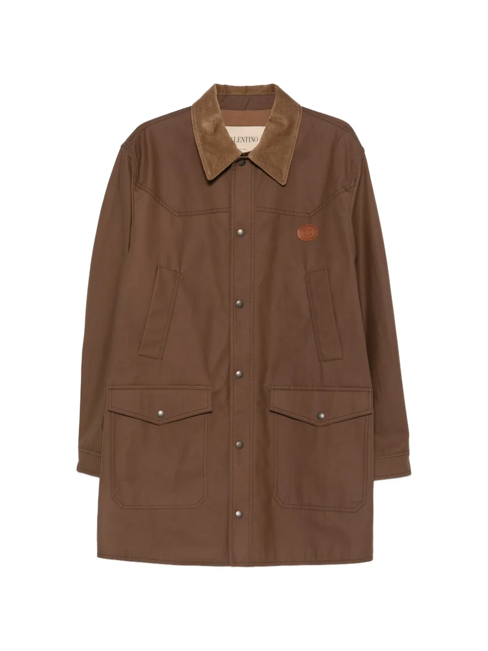 Valentino Garavani VLogo Signature waxed-canvas coat - Braun