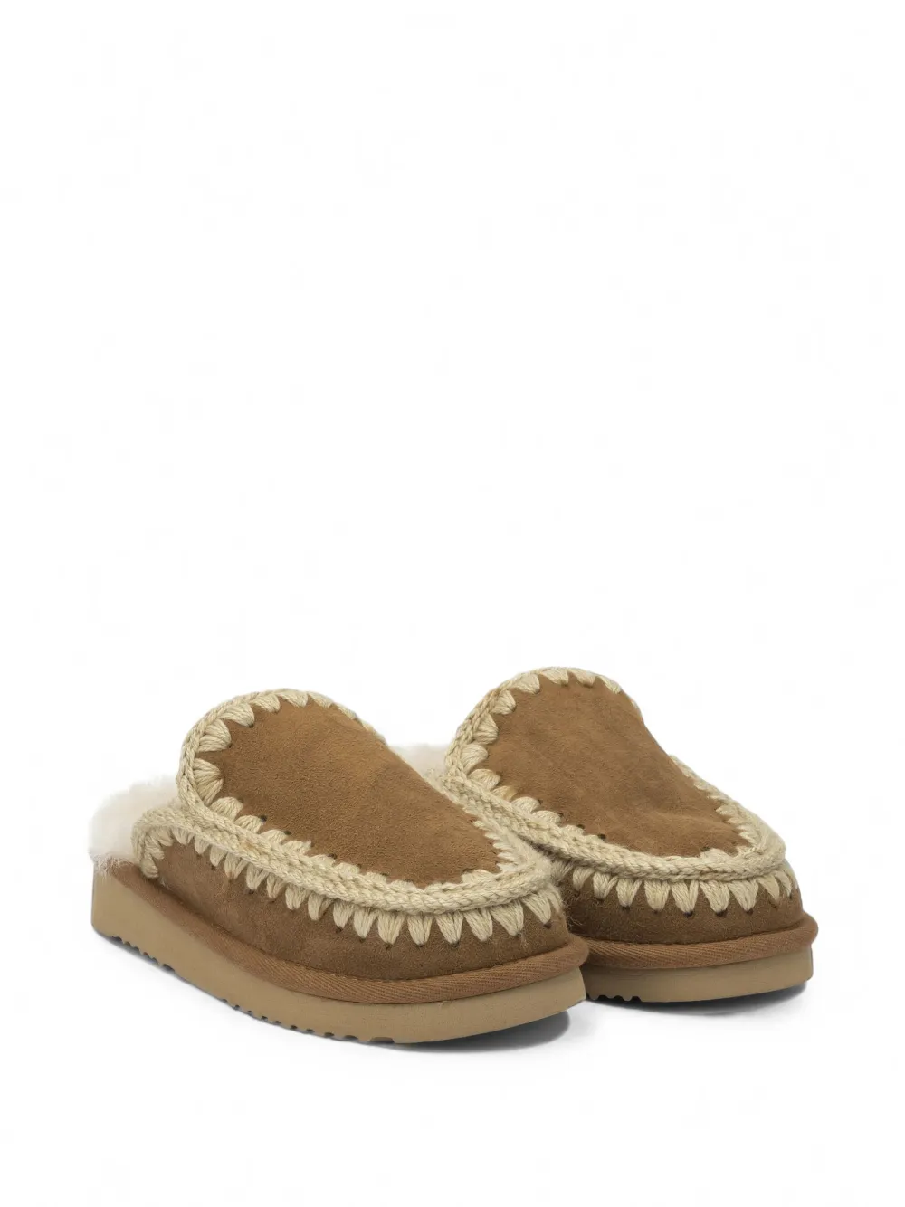 Mou whipstitched suede slippers Bruin