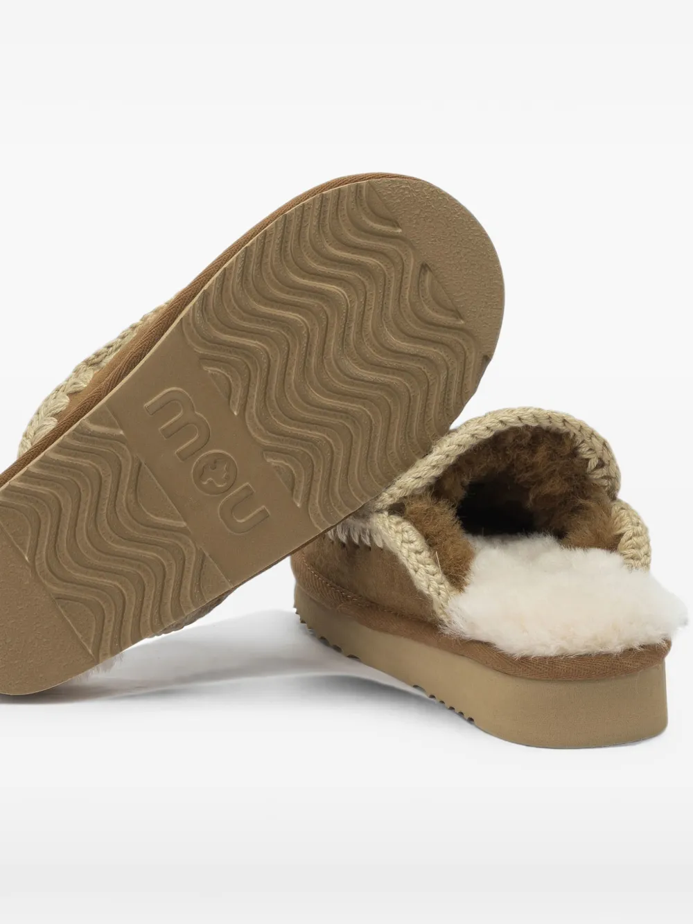 Mou whipstitched suede slippers Bruin