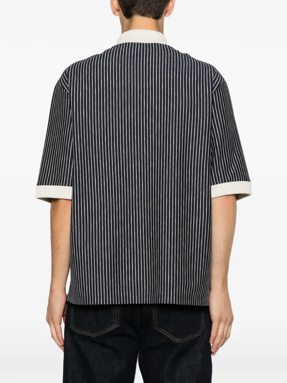 Valentino Garavani Gestreept viscose T-shirt met VLogo-borduurwerk Blauw