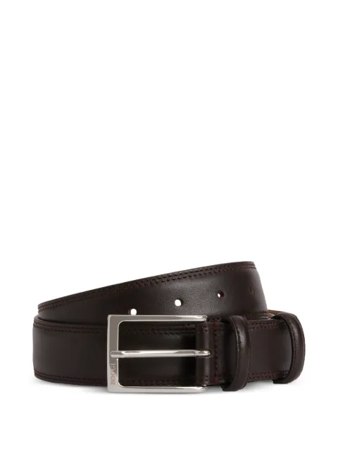 Boggi Milano double-stitching logo-buckle belt