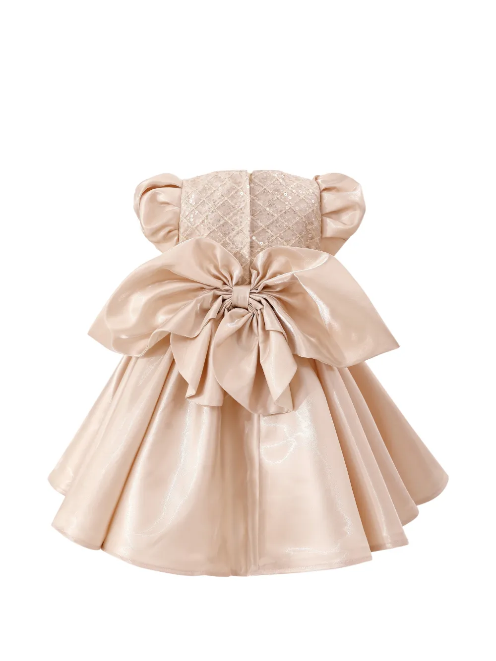 Tulleen Satijnen jurk met strik Beige