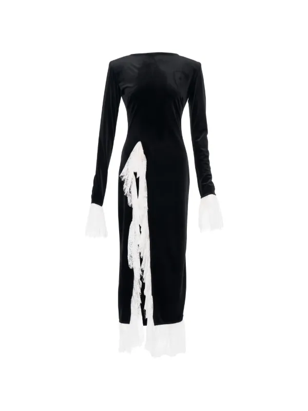 Ana Radu Velvet Lace Dress | Black