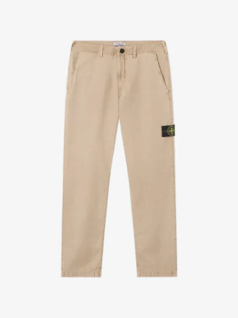 Stone Island 3100044 brushed organic cotton canvas 'old' effect trousers