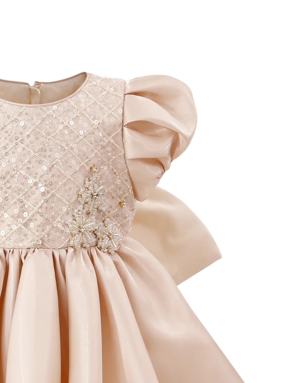 Tulleen Satijnen jurk met strik Beige