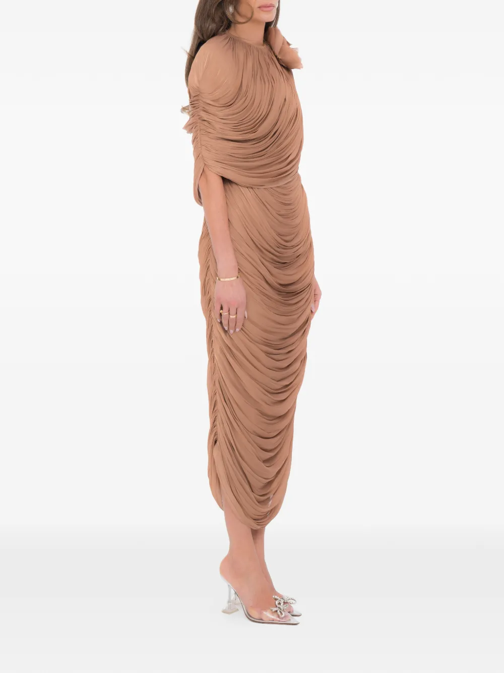  Ana Radu Drape Dress - Brown 