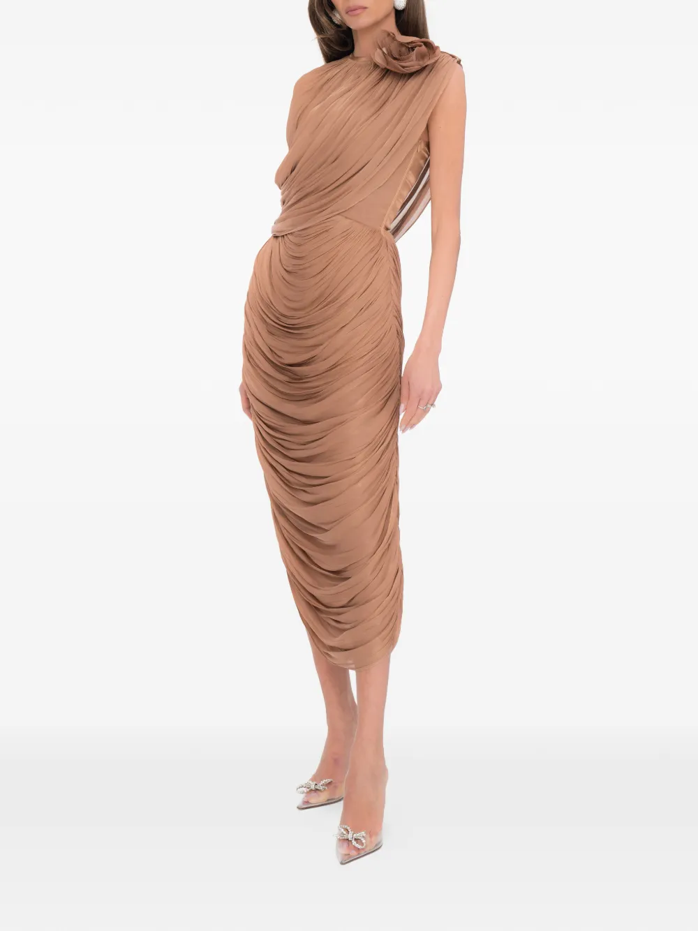  Ana Radu Drape Dress - Brown 