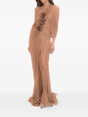 pink dress elegant Chic A-line Sweetheart Applique Lace Long Prom Dress Hot Pink Beautifu