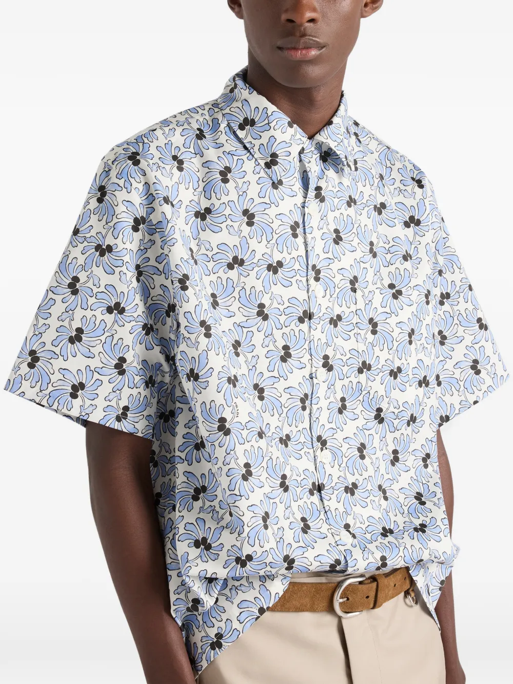 Prada Bowlingshirt van katoenblend met print Wit