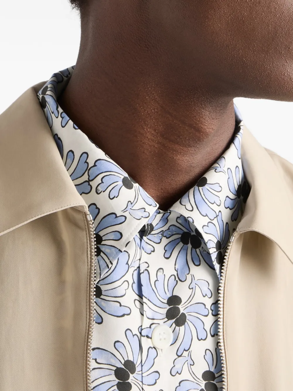 Prada Bowlingshirt van katoenblend met print Wit