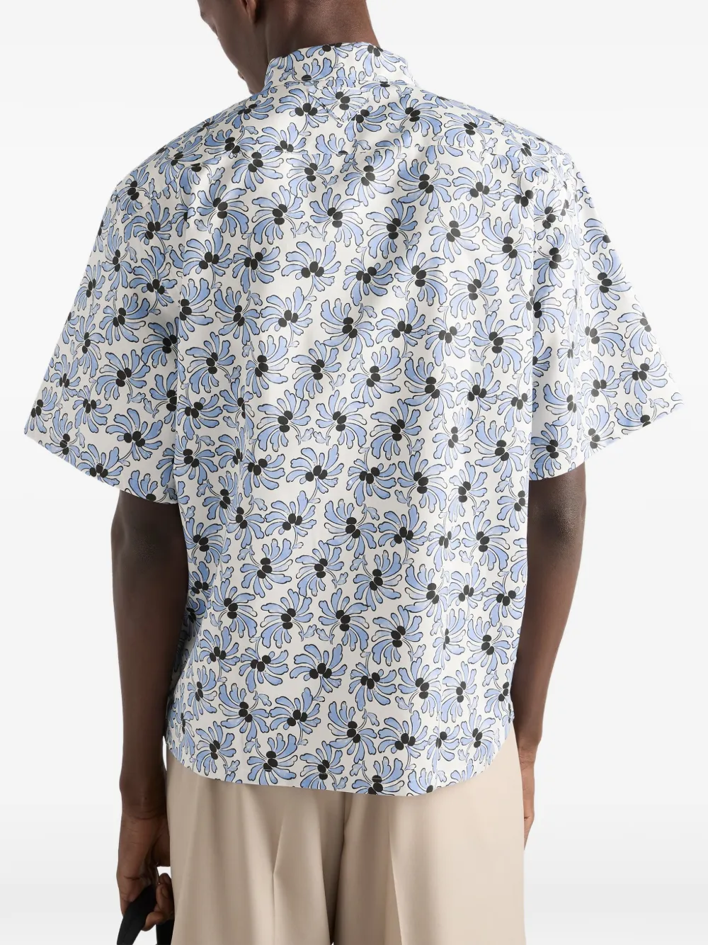 Prada Bowlingshirt van katoenblend met print Wit