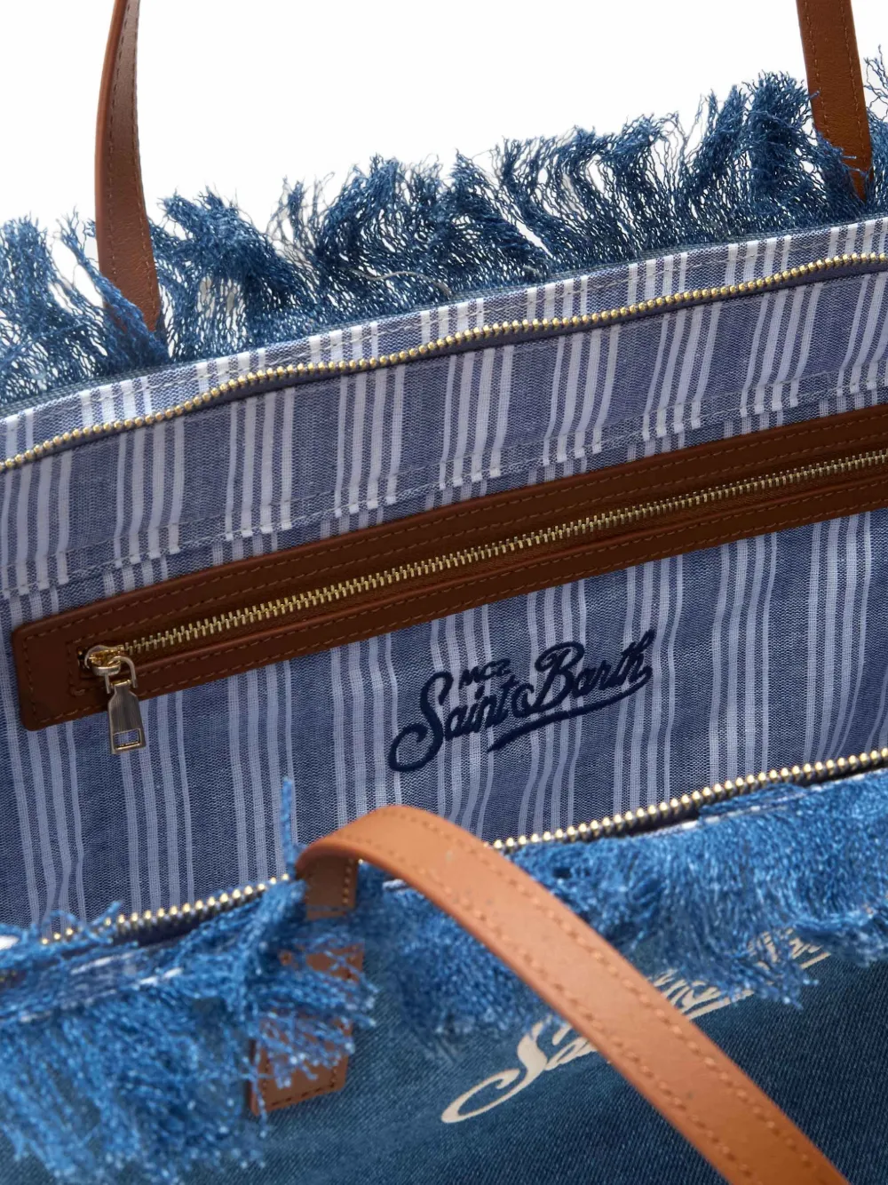 MC2 Saint Barth Strandtas met franje Blauw
