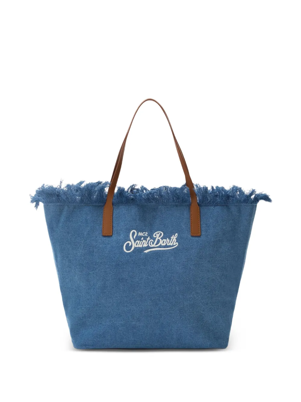MC2 Saint Barth City regular bag in denim fabric with fringes