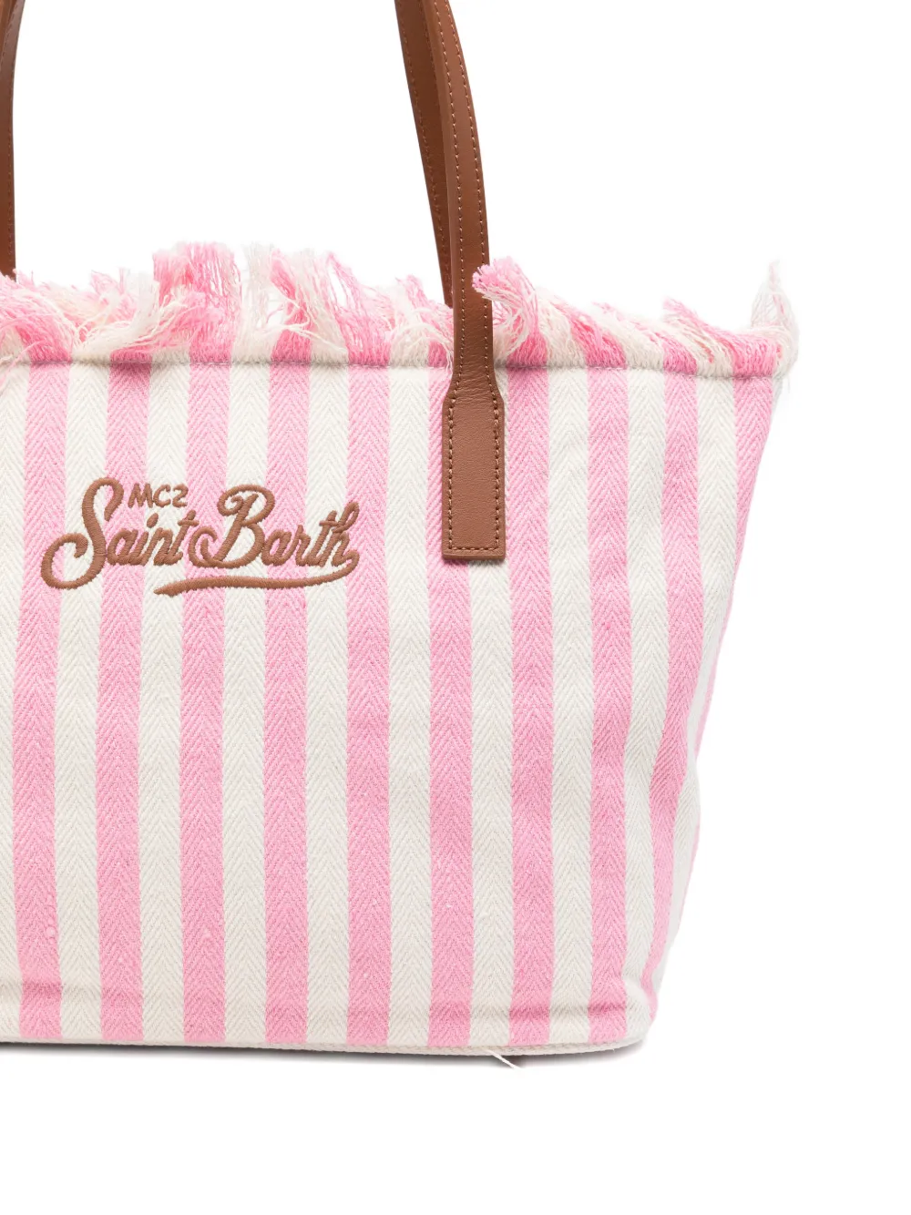  Mc2 Saint Barth Striped Fringed Beach Bag - Pink 