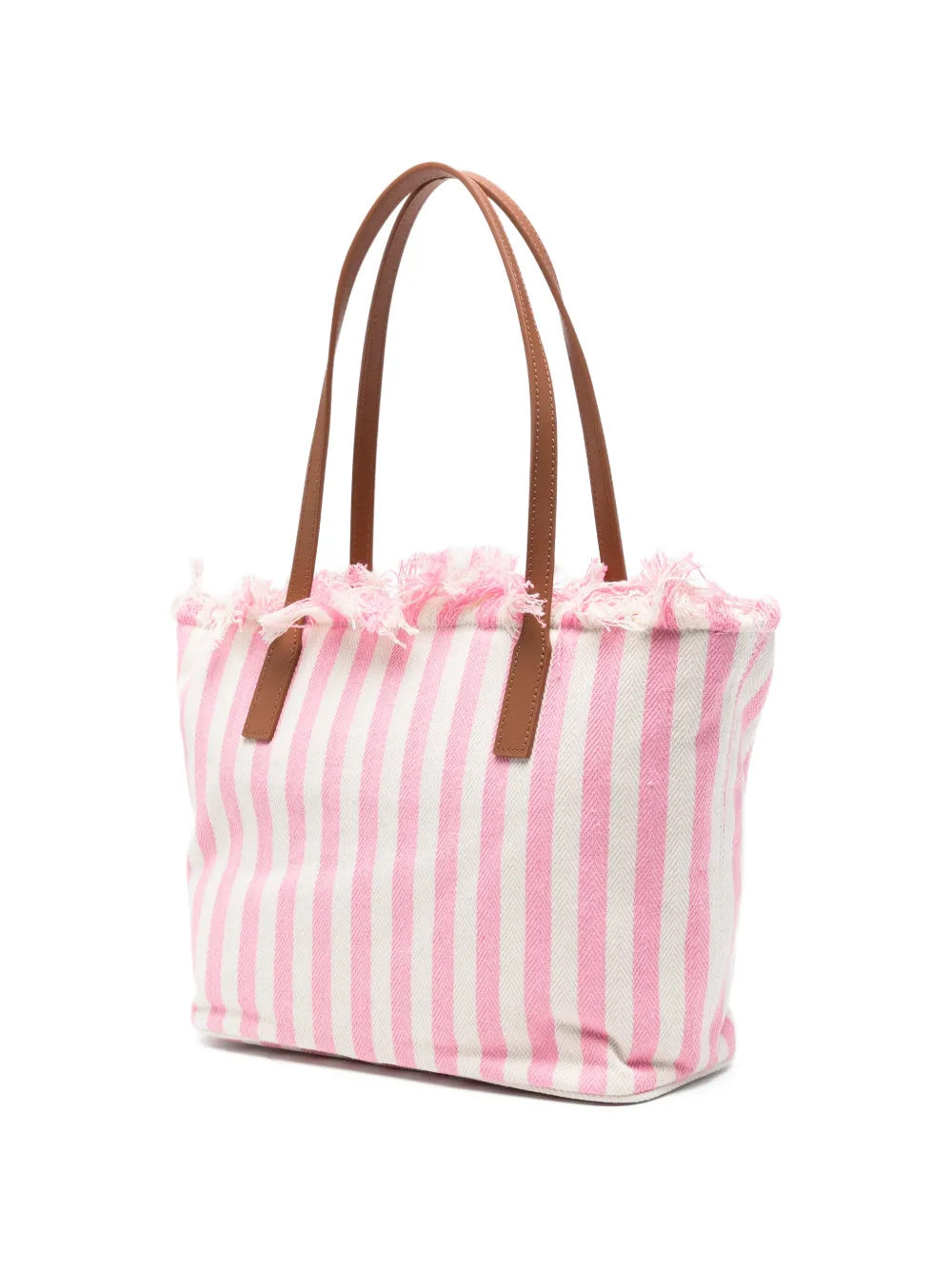  Mc2 Saint Barth Striped Fringed Beach Bag - Pink 