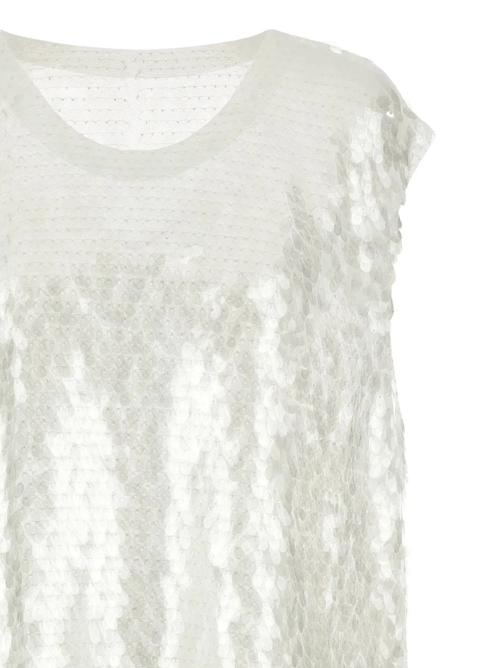  Norma Kamali Boyfriend Sequin Top - White 