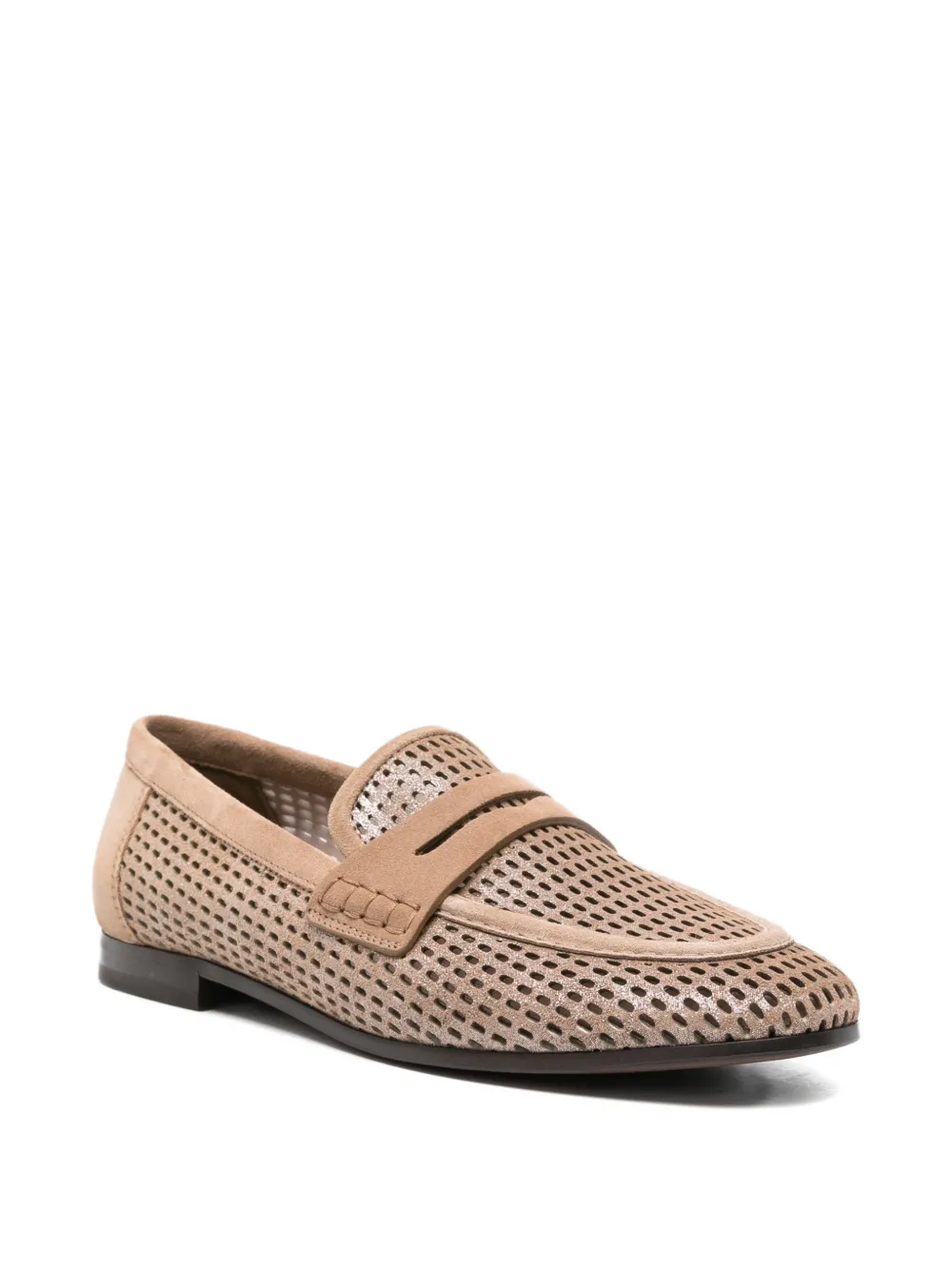 Brunello Cucinelli perforated suede loafers Beige