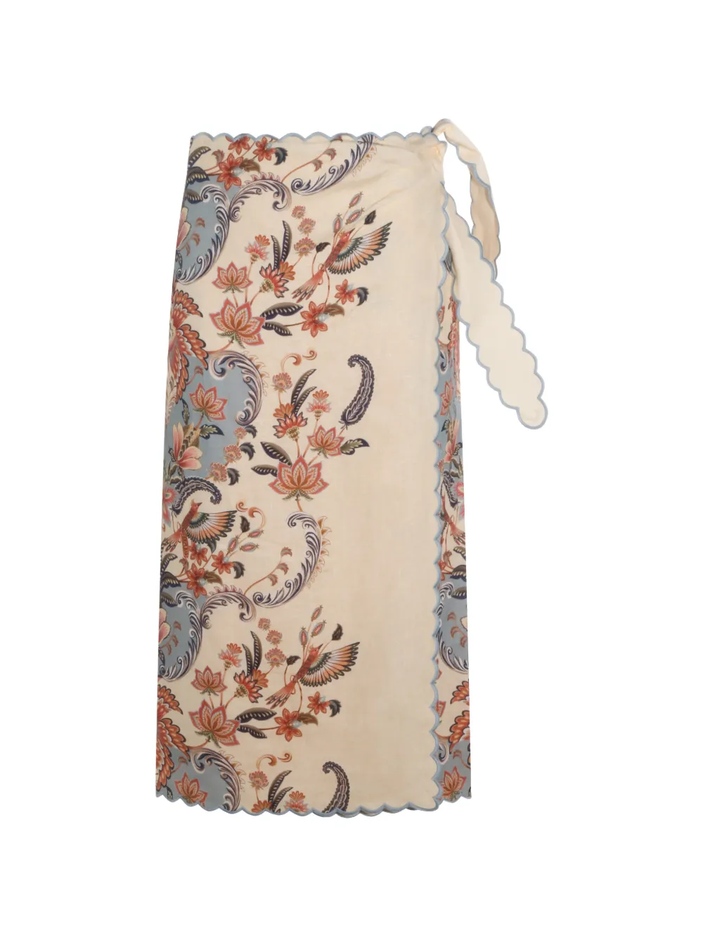 FARM Rio scalloped-edge floral-print skirt - Toni neutri