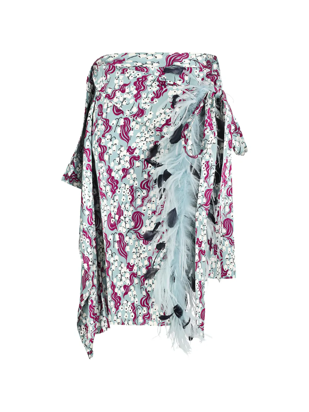 DES PHEMMES panel feather wrap midi skirt - Blu