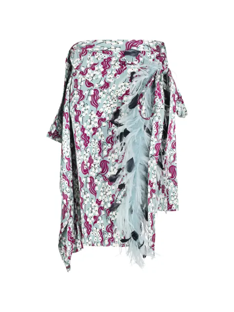 DES PHEMMES panel feather wrap midi skirt