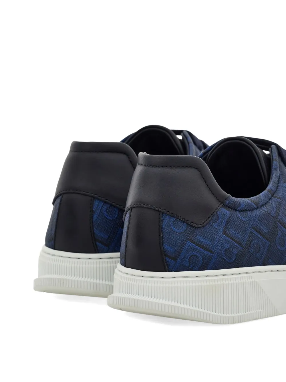 Ferragamo logo-print leather sneakers Blauw