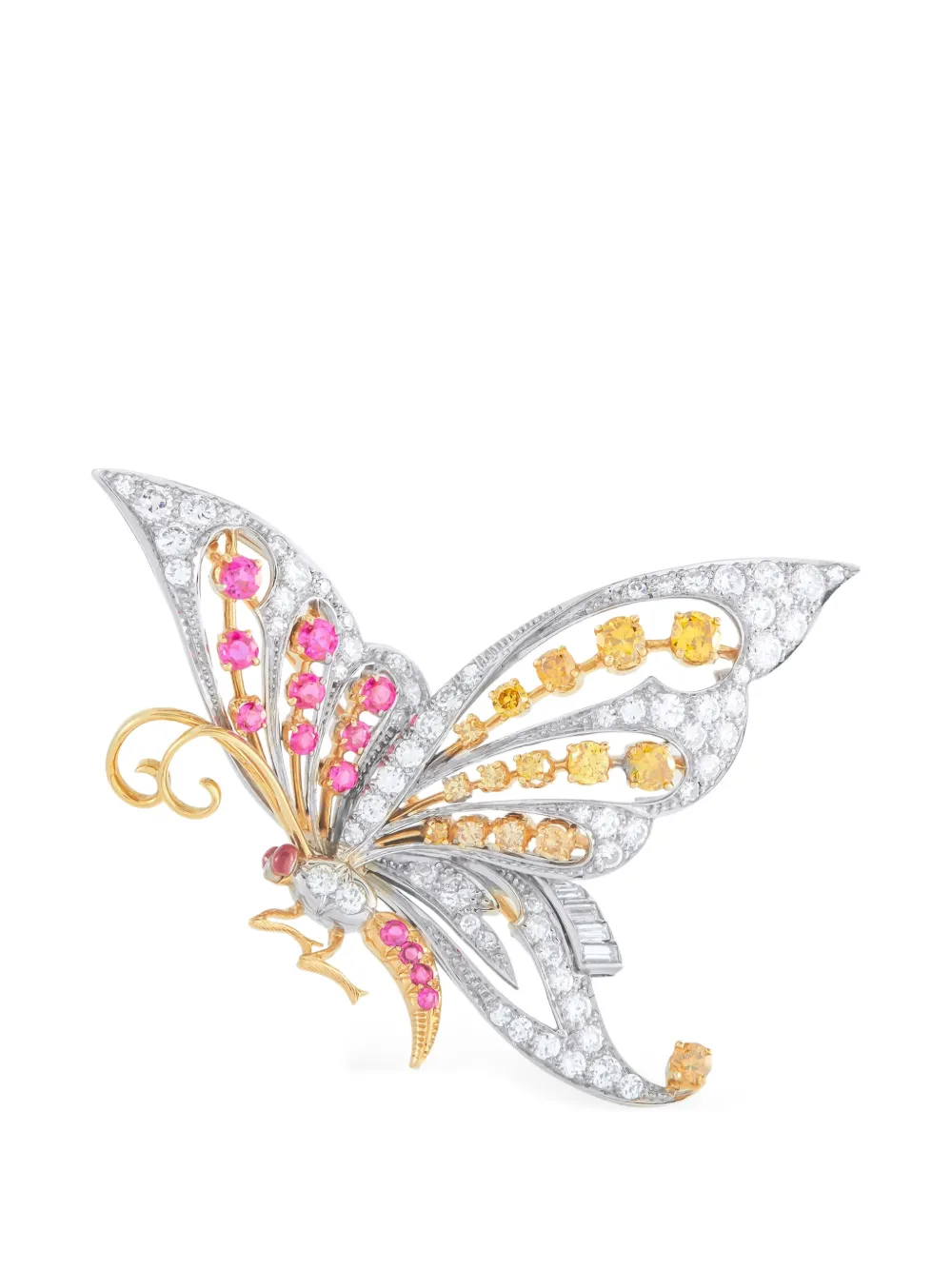 LB Exclusive ruby diamond butterfly brooch - Argento