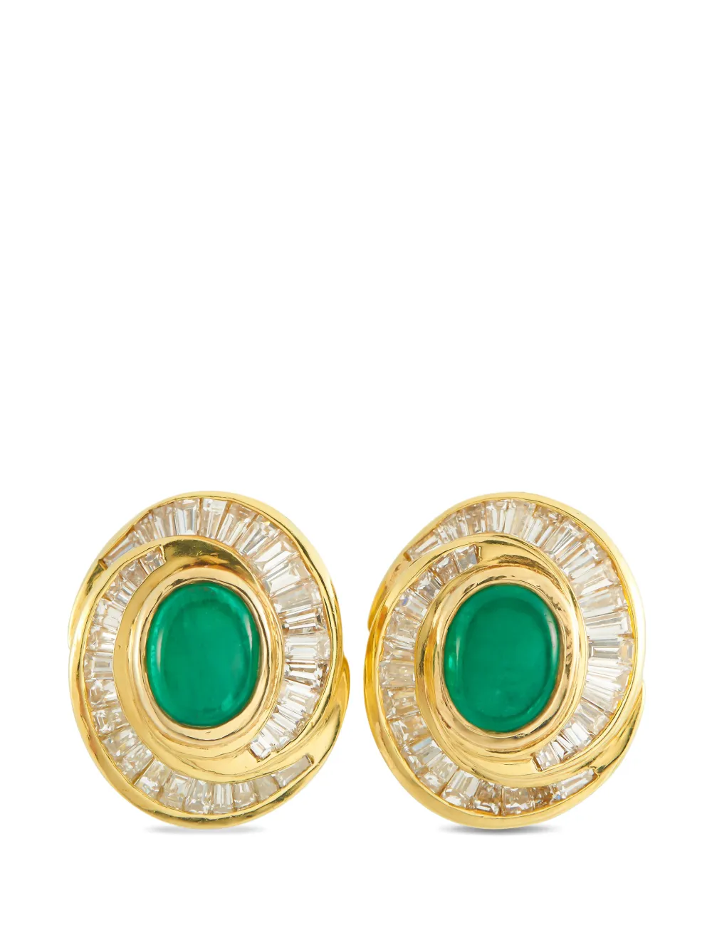 LB Exclusive yellow gold diamond emerald clip-on earrings - Oro