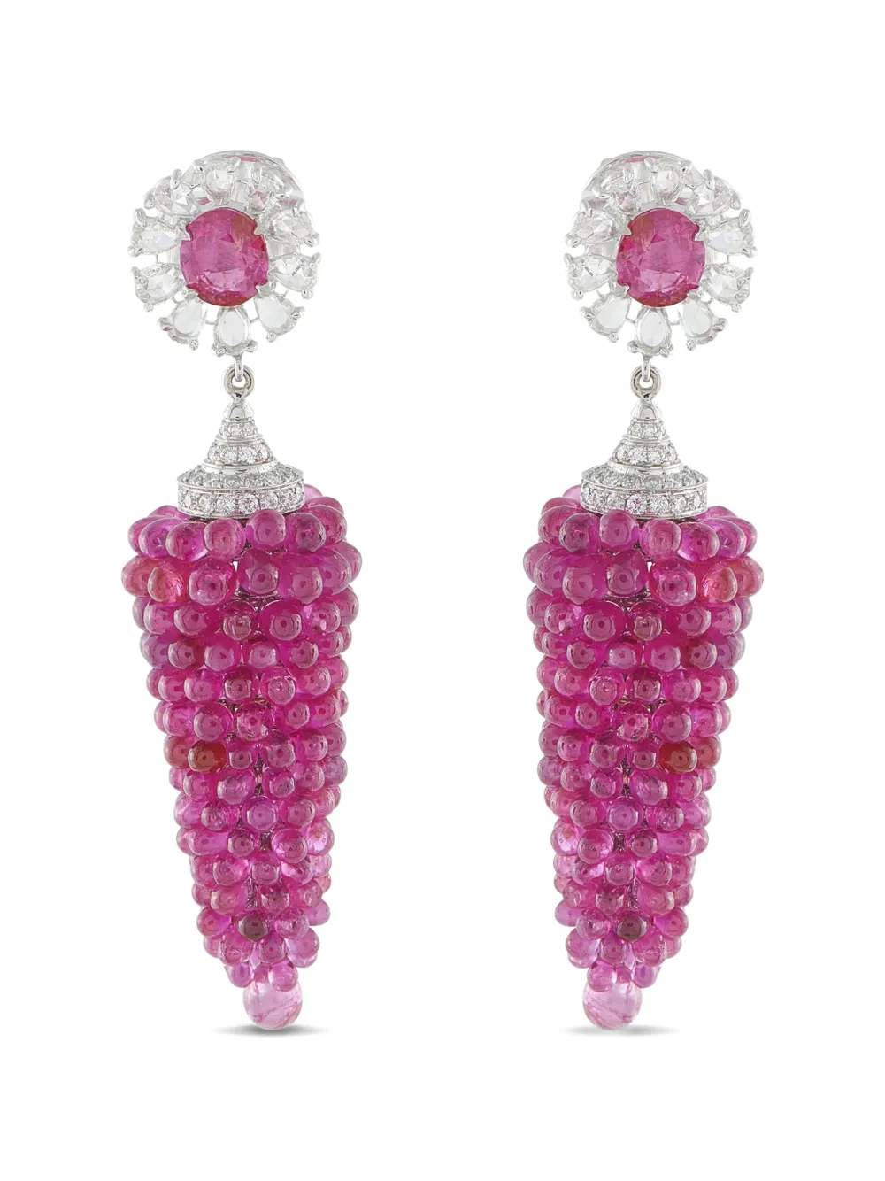 LB Exclusive white gold diamond and ruby earrings - Argento