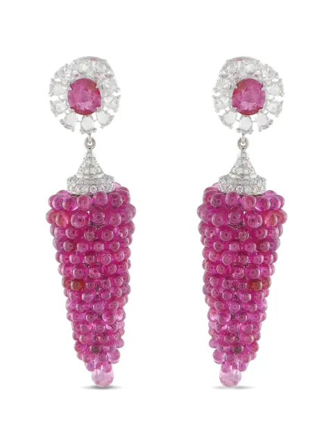 LB Exclusive boucles d'oreilles en or blanc ornées de rubis et de diamants