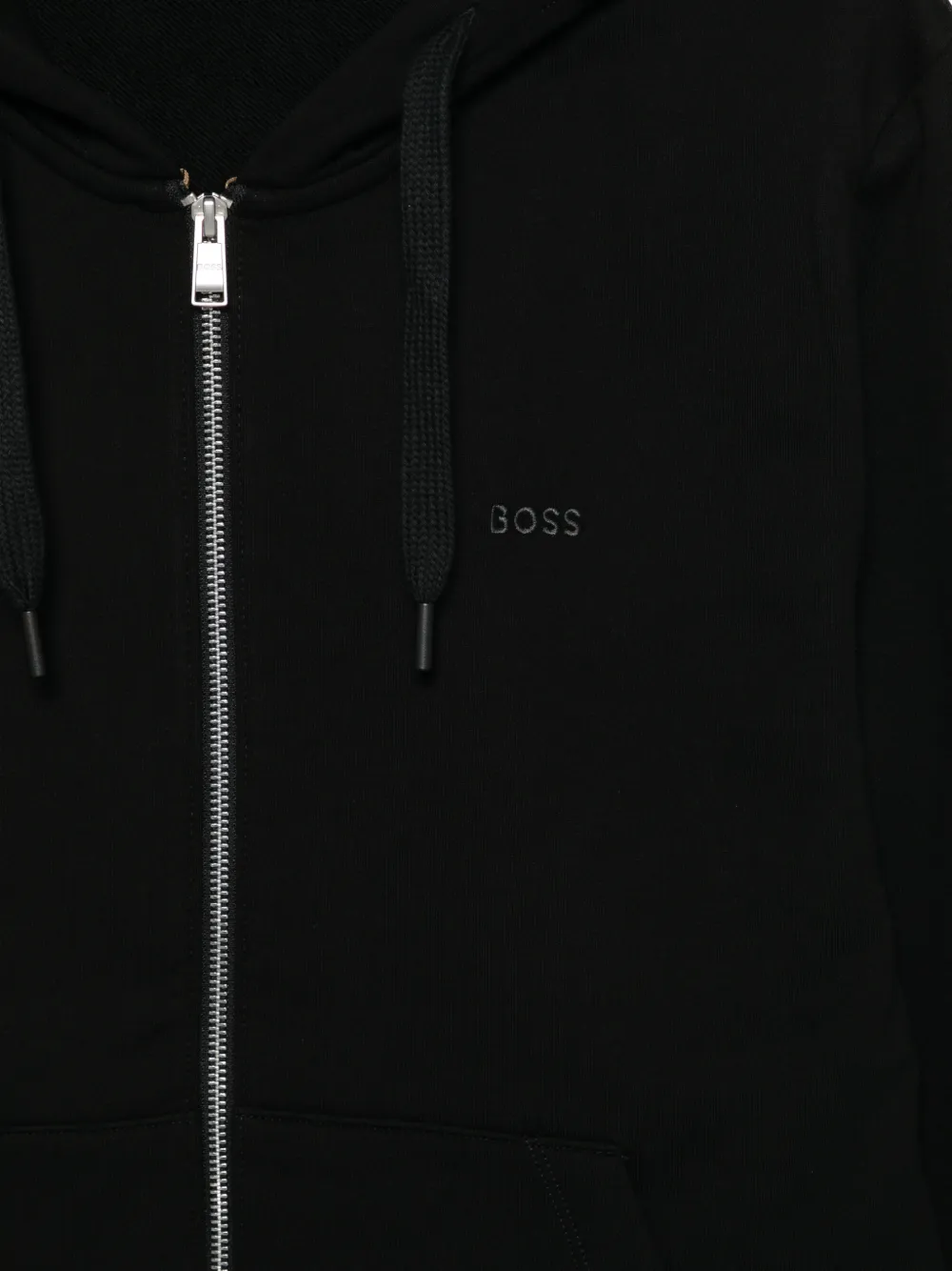 BOSS Hoodie met rits Zwart