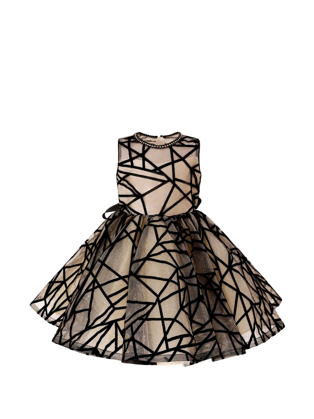 Tulleen pearl-trim ribbon dress - Toni neutri