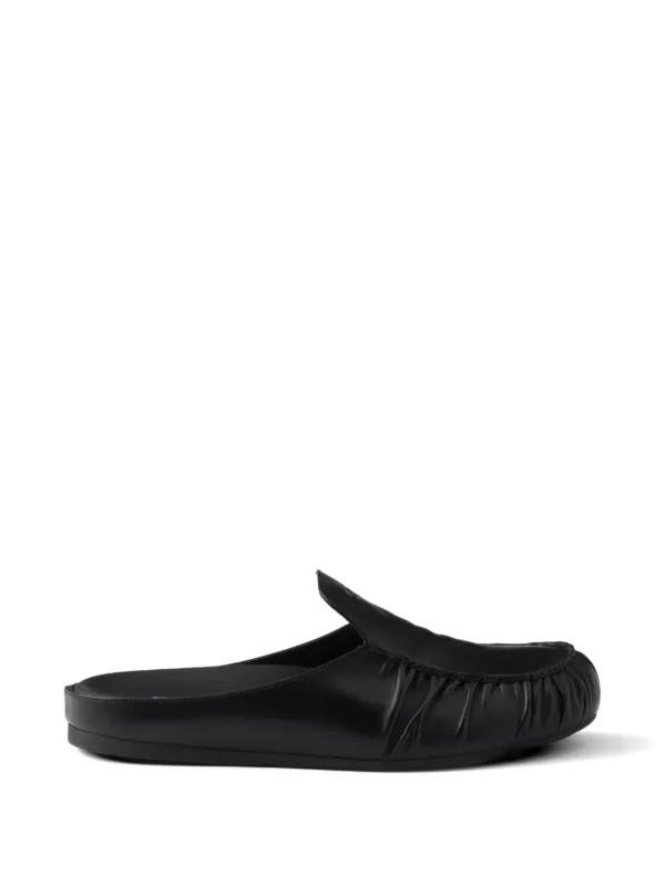 PRADA ブラック レザー ミュール Prada レザーミュール | ブラック | FARFETCH JP