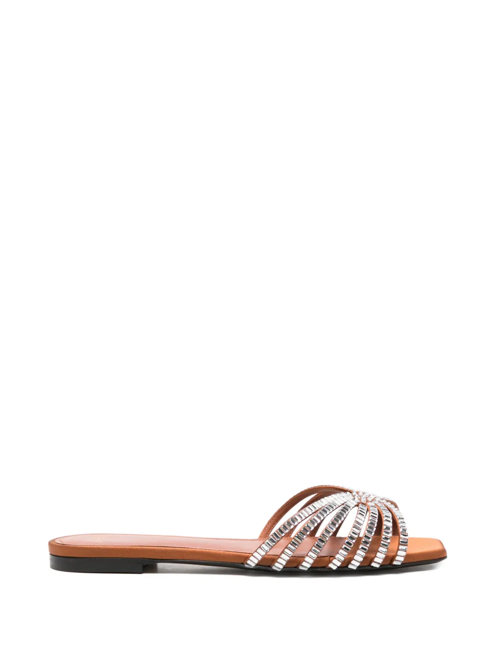 Alevì Rhinestone-embellished Flat Sandals In Brown
