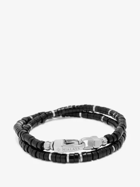 Nialaya Jewelry bracelet multi-tours à perles d'onyx