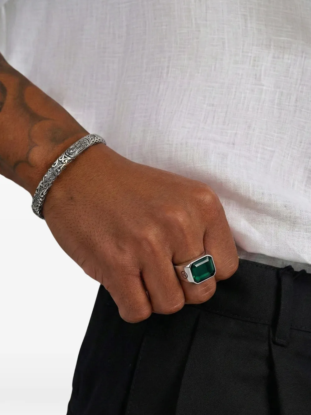 Green Zircon Signet Ring