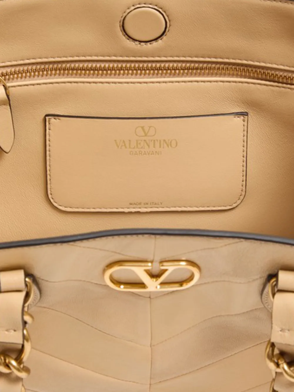 Valentino Garavani Laseine leren schoudertas Beige