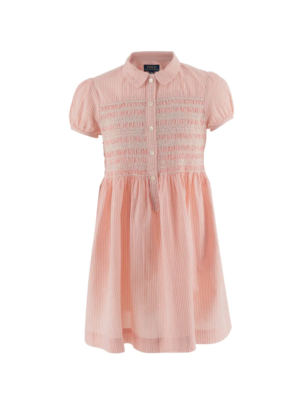 POLO RALPH LAUREN KIDS shirred striped dress - Arancione