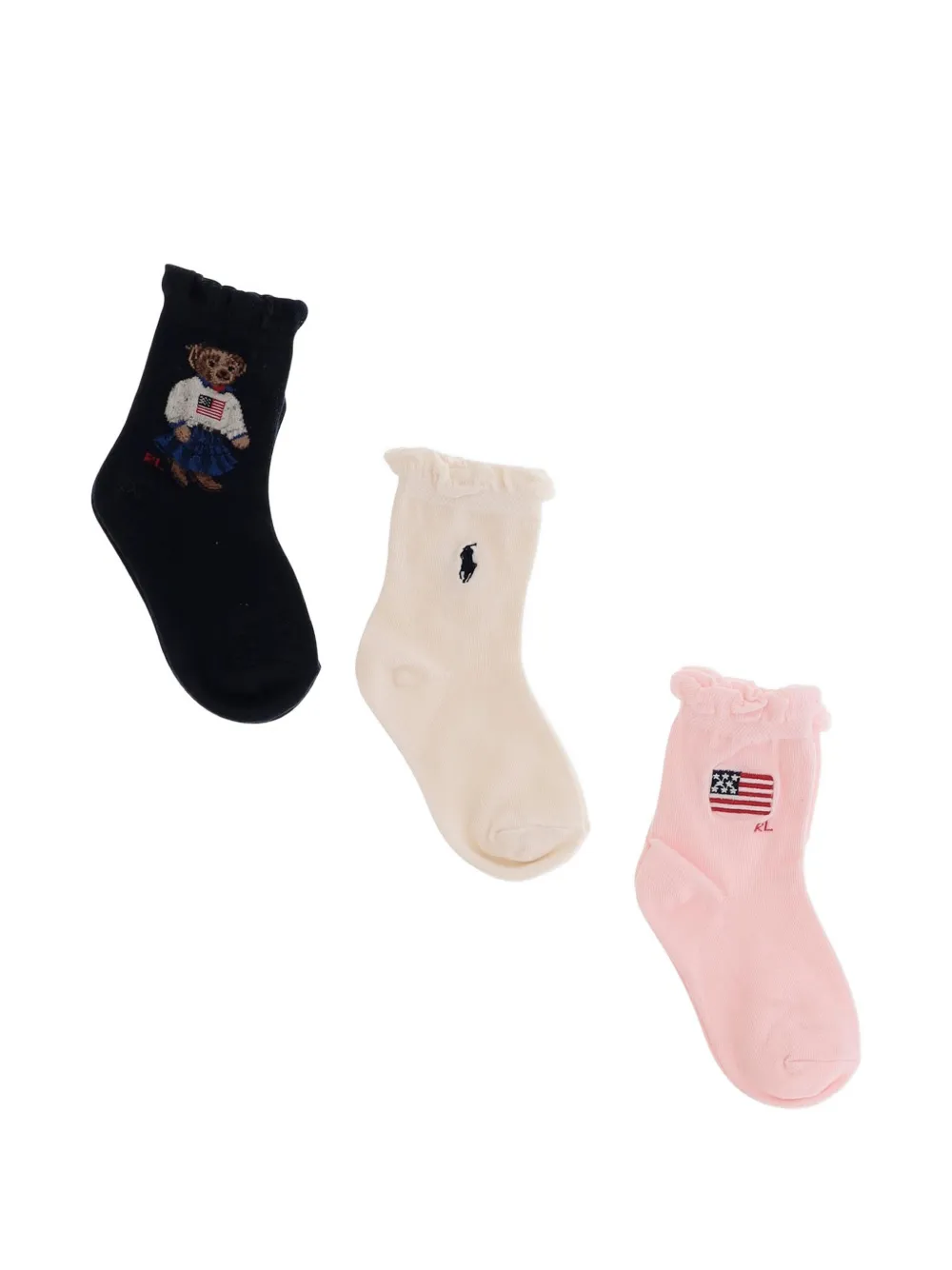 POLO RALPH LAUREN KIDS Polo Bear socks (pack of three) - Nude